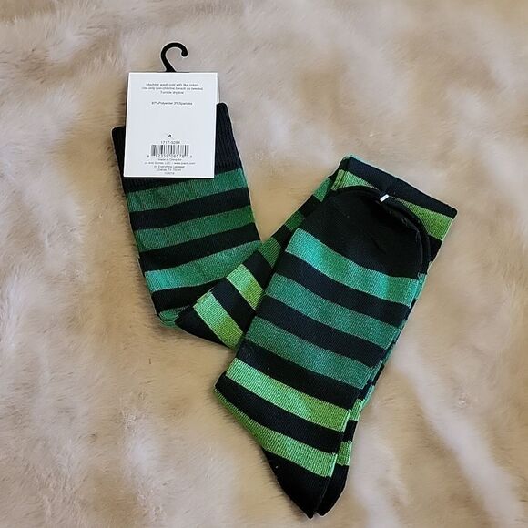 ST. PATRICK'S DAY OVER-THE-KNEE GREEN AND BLACK STRIPED SOCKS - NEW WITH TAGS! - Picture 7 of 8